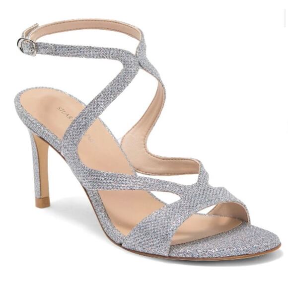 Stuart Weitzman Mariposa 80 Open Toe Sandal Metallic 10 - Picture 1 of 8